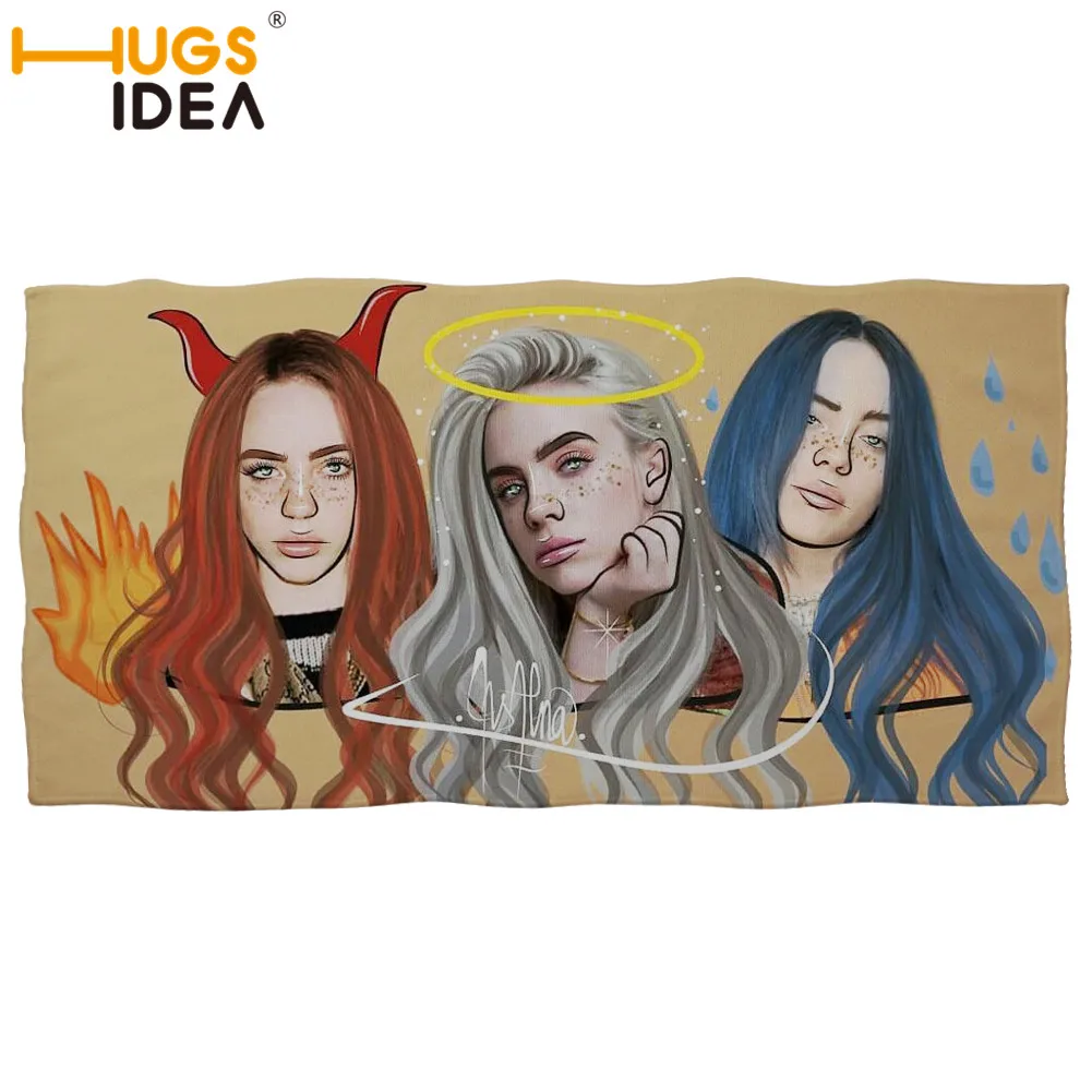 HUGSIDEA банное пляжное полотенце для взрослых с принтом Billie Eilish, быстросохнущее полотенце для лица, впитывающие купальники, полотенце для душа s - Цвет: YY2566