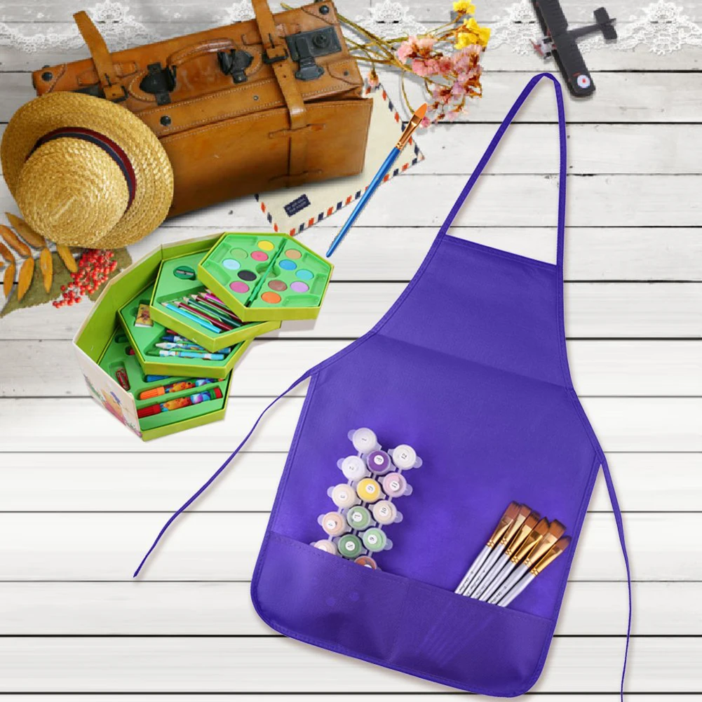12Pcs Kids Art Painting Smocks Kitchen Oil Resistance Dining Cleaning Aprons with Pockets