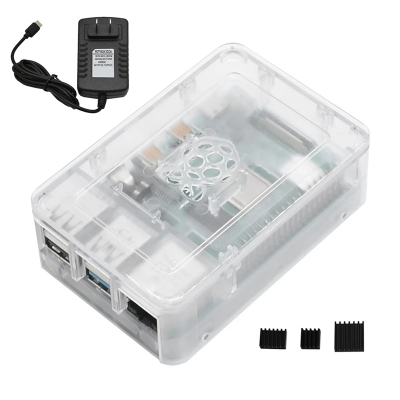 Для Raspberry Pi 4B ABS черный чехол 2G Оперативная память DIY Kit с радиатором 5V 3A Мощность адаптер для Raspberry PI 4