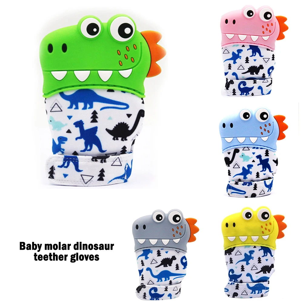

Newborn Baby Gloves Silicone Teether Dinosaur Baby Mitt Teething Glove Teething Glove Candy Wrapper Sound Teether Baby Toys
