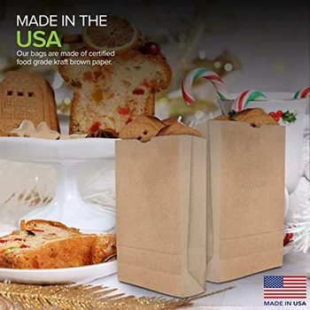 

100Pcs Disposable Yellow Leather Square Bottom Paper Bag Bread Bag Takeaway Packaging Bag Kraft Paper Bag Brown