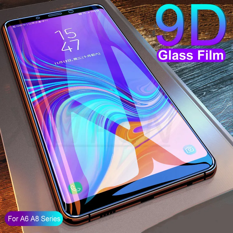 

9D Protective Tempered Glass on For Samsung Galaxy A6 A8 J4 J6 Plus 2018 J2 J7 J8 A7 A9 2018 Screen Protector Glass Film Case