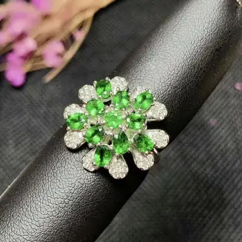 

shilovem 925 sterling silver real Natural green diopside stud earrings fine Jewelry women wedding gift new 3*4mm yhj0304912agt
