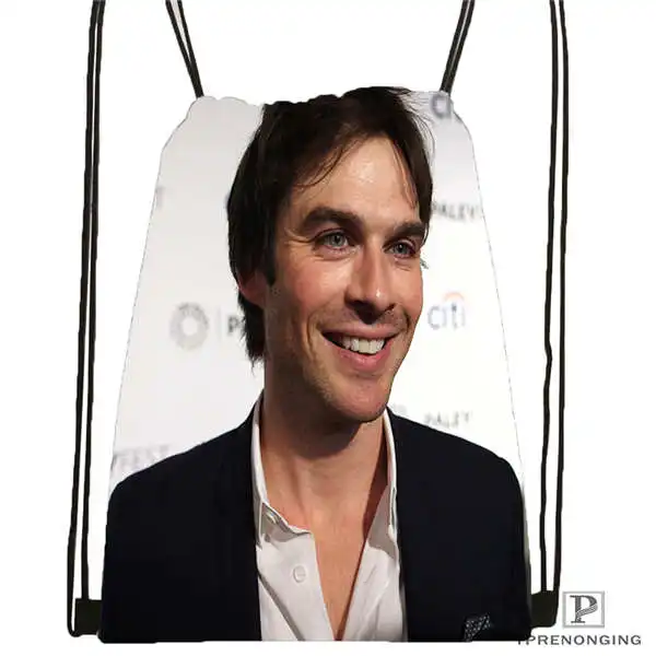 Пользовательский Ian-Somerhalder-Lost-Reunion@ 01-походная сумка на шнурке милый рюкзак для детей(черная спинка) 31x40 см#180611-03-102