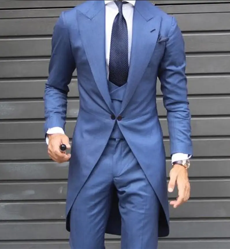 

Latest Coat Pant Designs Navy Blue Wedding Suits for Men Slim Fit 3 Piece Tuxedo Groom Suit Custom Prom Blazer Masculino