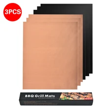 3PCS Non-stick BBQ Grill Mats Baking Pads Placemat Reusable Cooking Grilling Sheet Outdoor BBQ Grill Accessories 40x33cm