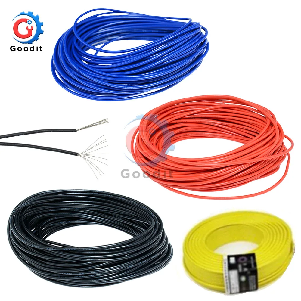 300V Blue/Black/Red/Yellow 10M UL-1007 24AWG Hook-up Wire Schaltdraht 80°C 