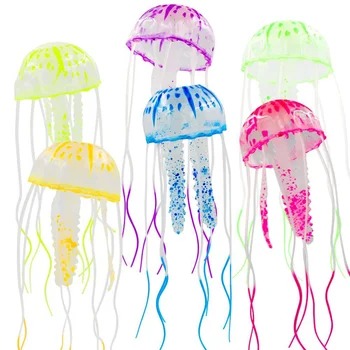 

6 Pcs Glowing Effect Artificial Jellyfish Decor for Fish Tank Realistic Fake Jellyfish Aquarium Ornament (Random Color)