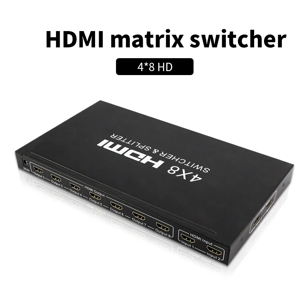 4x8 HDMI Switcher Splitter Audio Extractor 4 Input 8 Output Switch Audio Video Converter 3D 1080P Remote Control For PC PS3