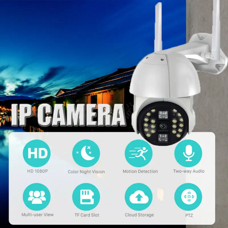 1080P HD IP CCTV камера водонепроницаемая наружная WiFi PTZ беспроводная ИК безопасности NVR