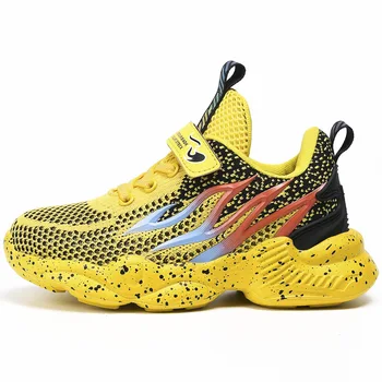 

Size 28-40 Boy Anti-slippery Sneakers Girl Wear-resistant Sneakers Kids Hook Loop Casual Shoes Children Breathable Damping Shoes