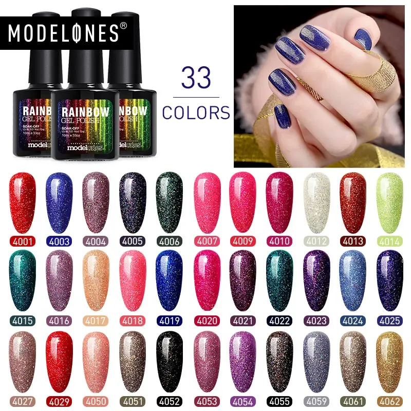 Modelones 10 мл фиолетовый цвет блестящий Гель лак для ногтей УФ 3D дизайн блестки