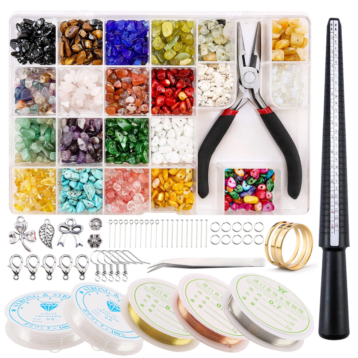 Gemstone Jewelry Making Kit Irregular Chips Stones Crushed Chunked