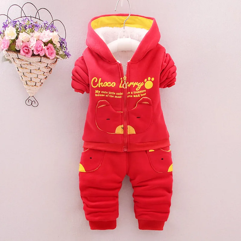 

2019 BOY'S Winter Two-Piece Set Brushed And Thick Pocket Bear 1-4-Year-Old Children Baby Set-Boom Generation