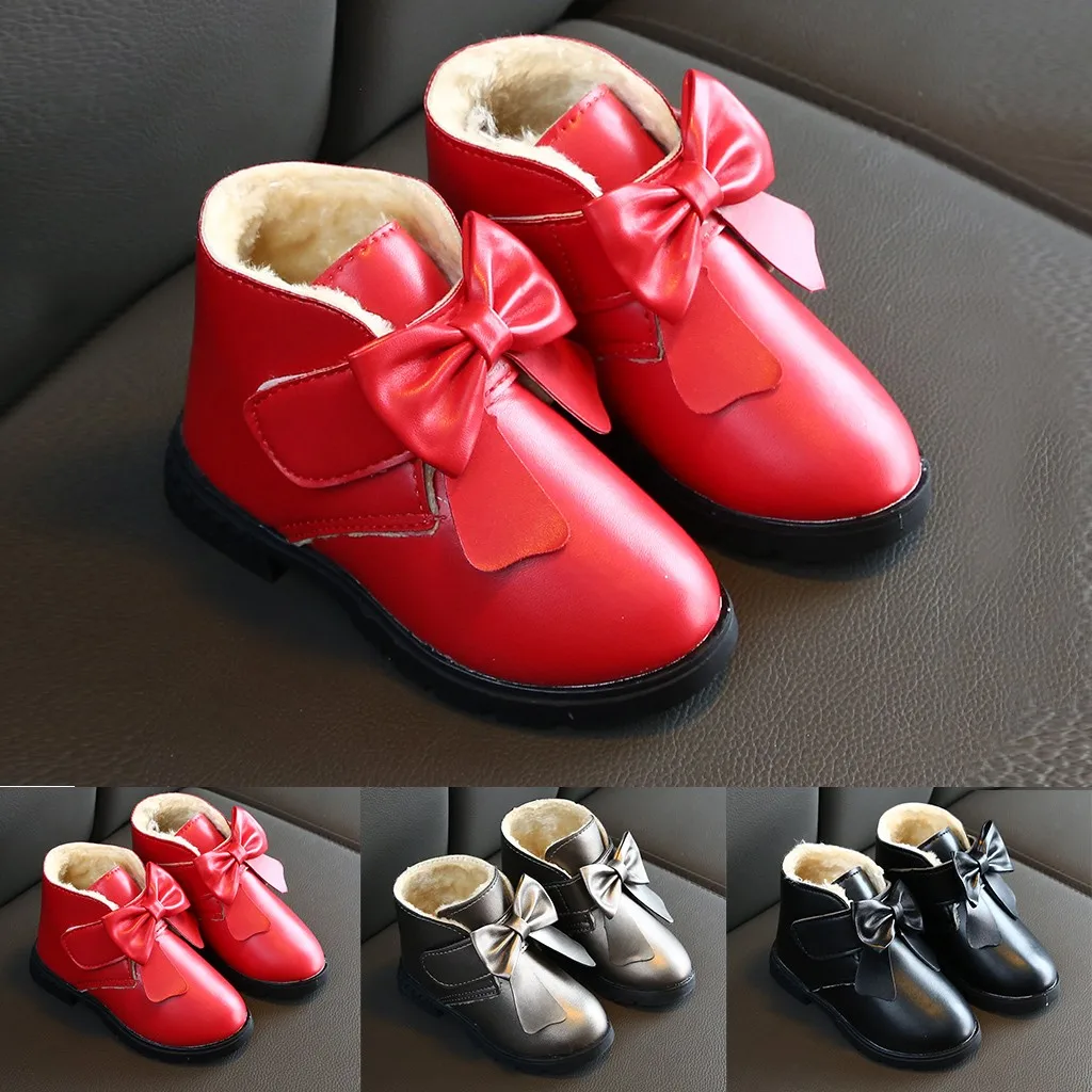 

Winter Children Baby Girls Bowknot Warm Sport Snow Boots Booties Casual Shoes