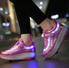 Girls Flashing Light Roller Skates Shoes Led Light 2 Wheels Skating Sneaker Flying Shoes Recharge Breatheable For Outdoor Boy
