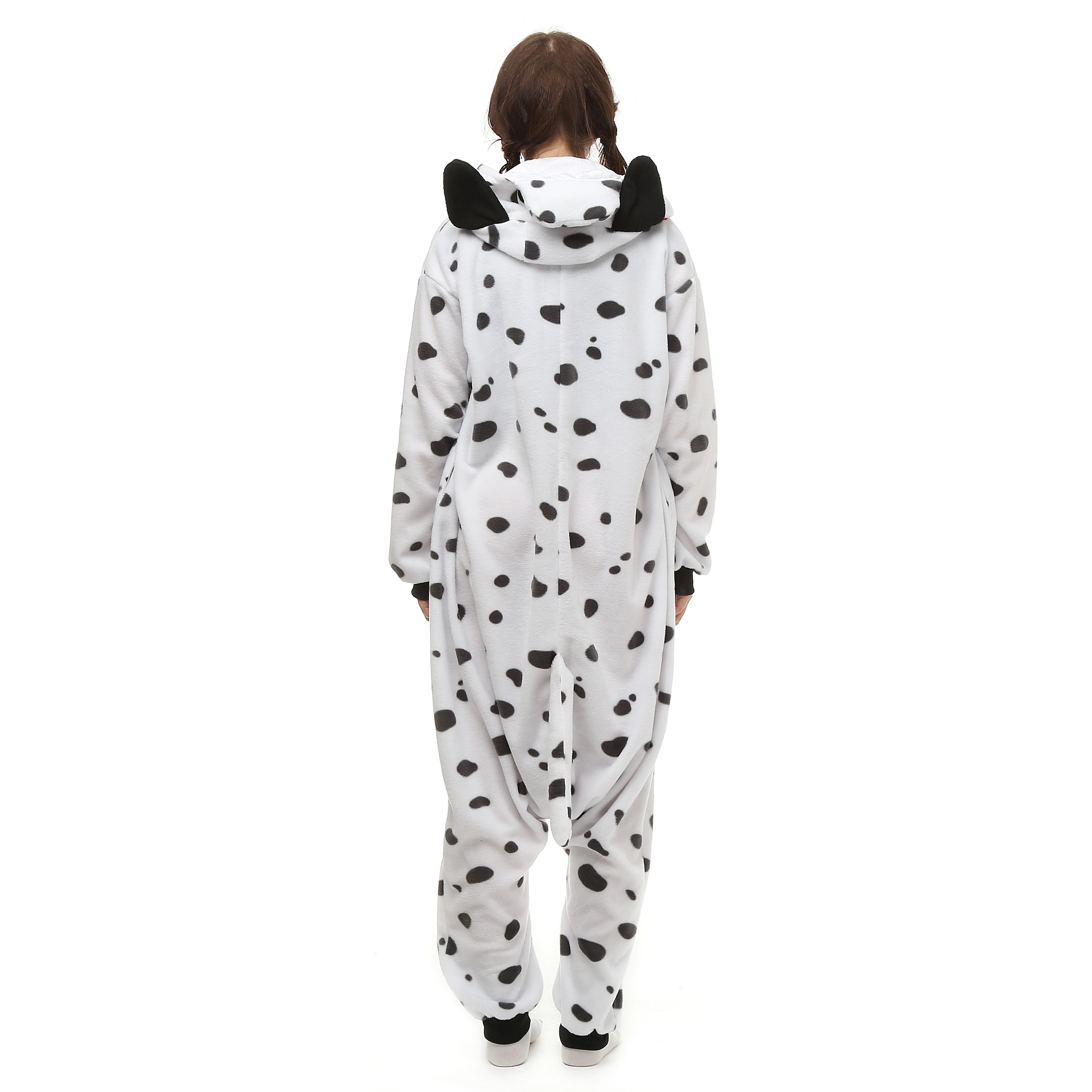 HKSNG Dalmatian Dog Kigurumi Onesies Winter Pyjamas Footed Animal Adult Hoodied Christmas Pajamas Cosplay Costumes