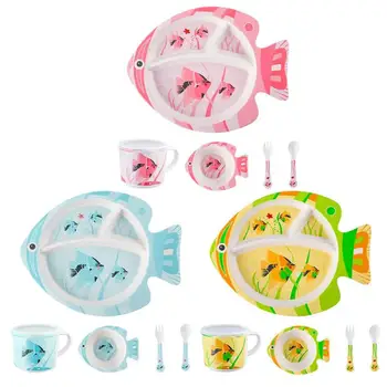 

Baby Training Tableware Set Creative Cute Fish Shape Dinnerware w/Bowl Plate Spoon Fork Children's Necessary Feeding Partners