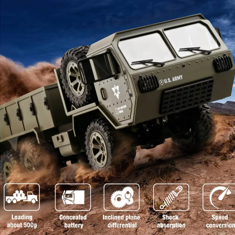 

1:16 RC Military Truck 2.4G 6WD With WIFI Camera Remote Control Trucks For Kids Machine on the Radio Car Toys Gifts
