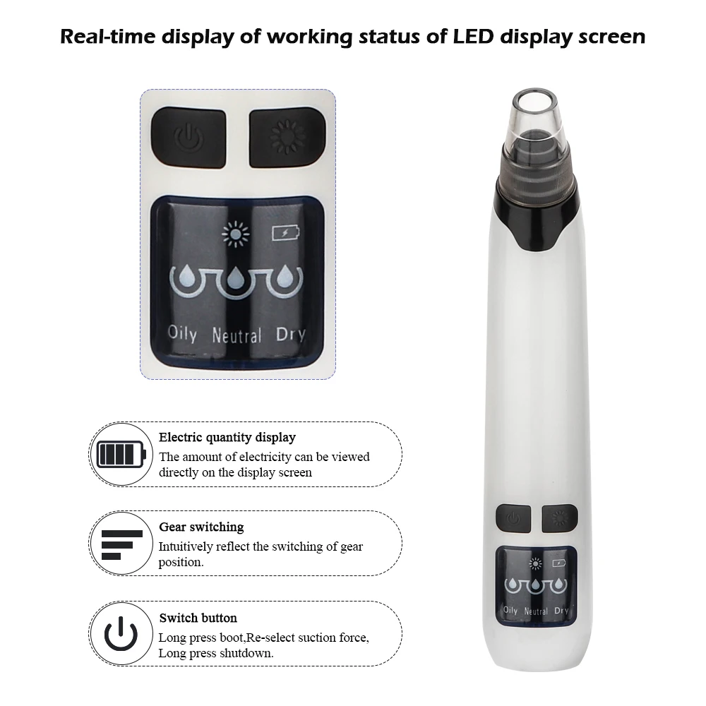 Blackhead Remover Pore Vacuum Cleaner Electric Heating Face Massage Acne Black Dots Black Head Extractor Skin Care Tool