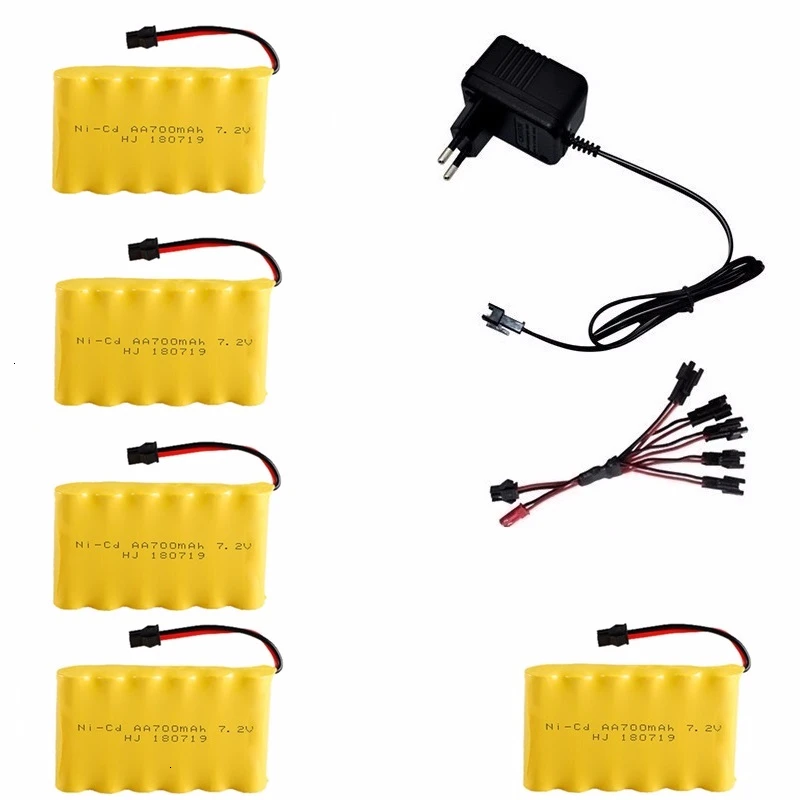 SM Plug) Ni-CD 7,2 v 700mah батарея+ 7,2 v зарядное устройство для Rc игрушечного автомобиля Танк Поезд Робот Лодка пистолет AA 7,2 v перезаряжаемый аккумулятор - Цвет: Silver