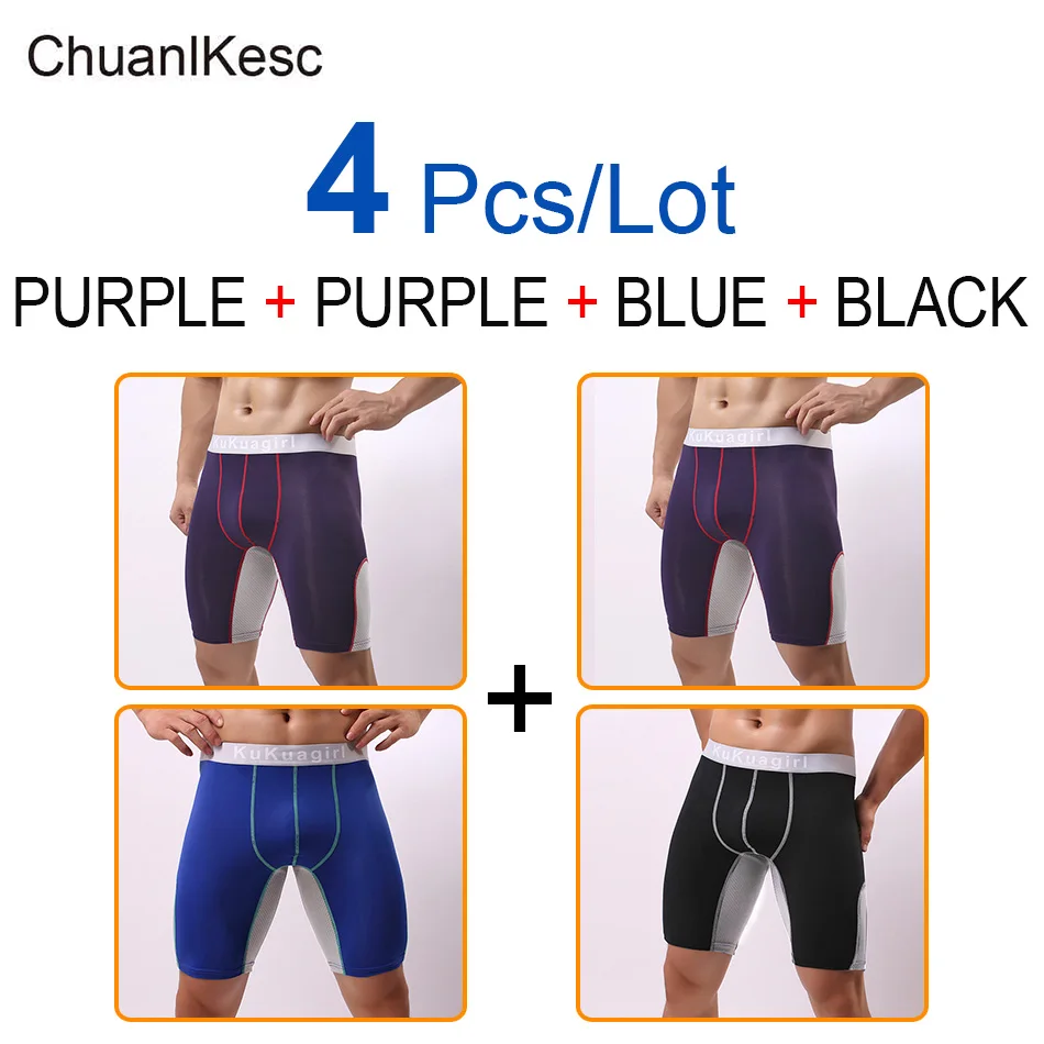 4 Pcs/Lot Boxer Sports Underwear Plus Long-wearing Leg Pants Fitness Underwear Run Underwear Comfortable and Breathable