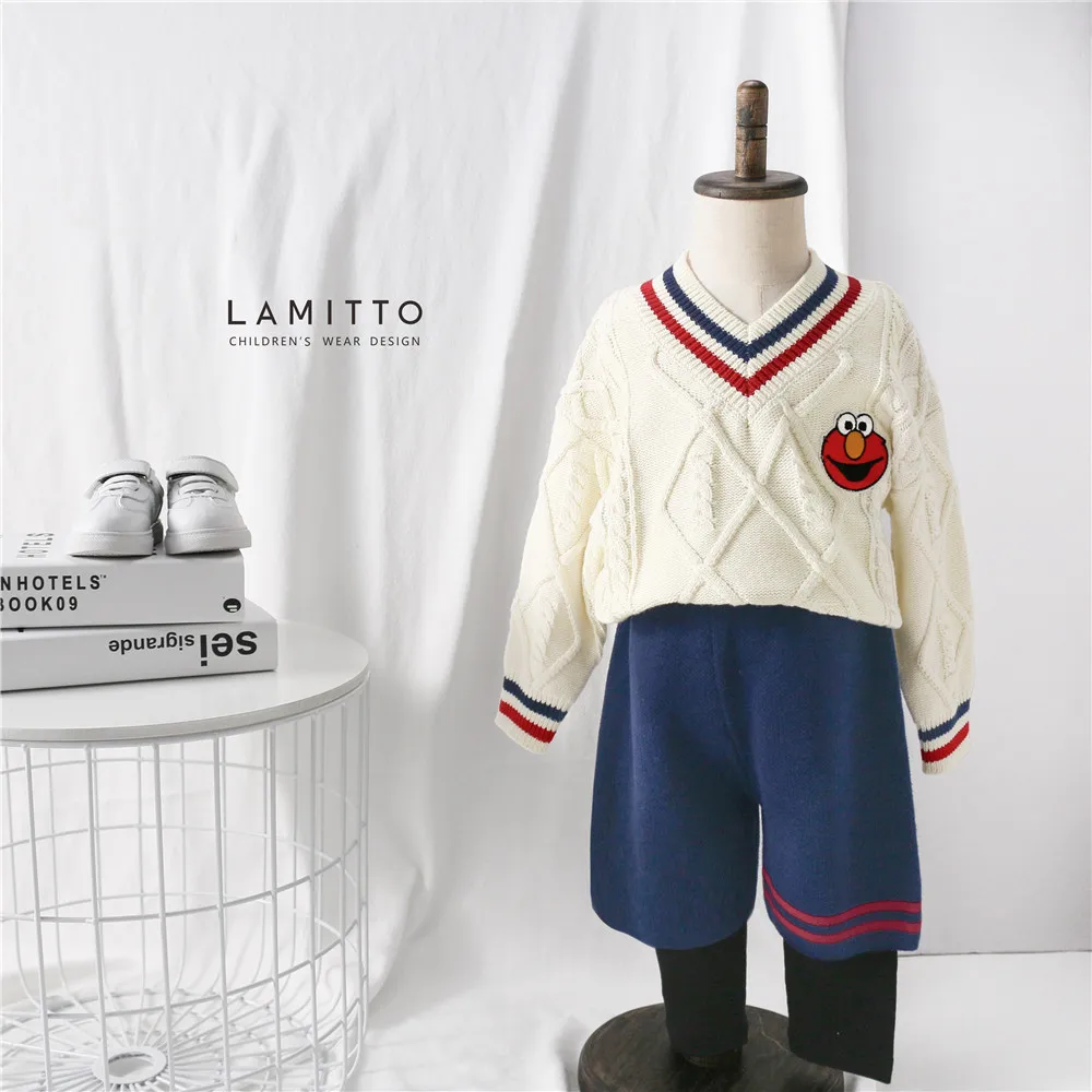 Tonytaobaby/осенне-зимняя одежда новая детская одежда вязаный свитер, комплект детской одежды Одежда для мальчиков и девочек