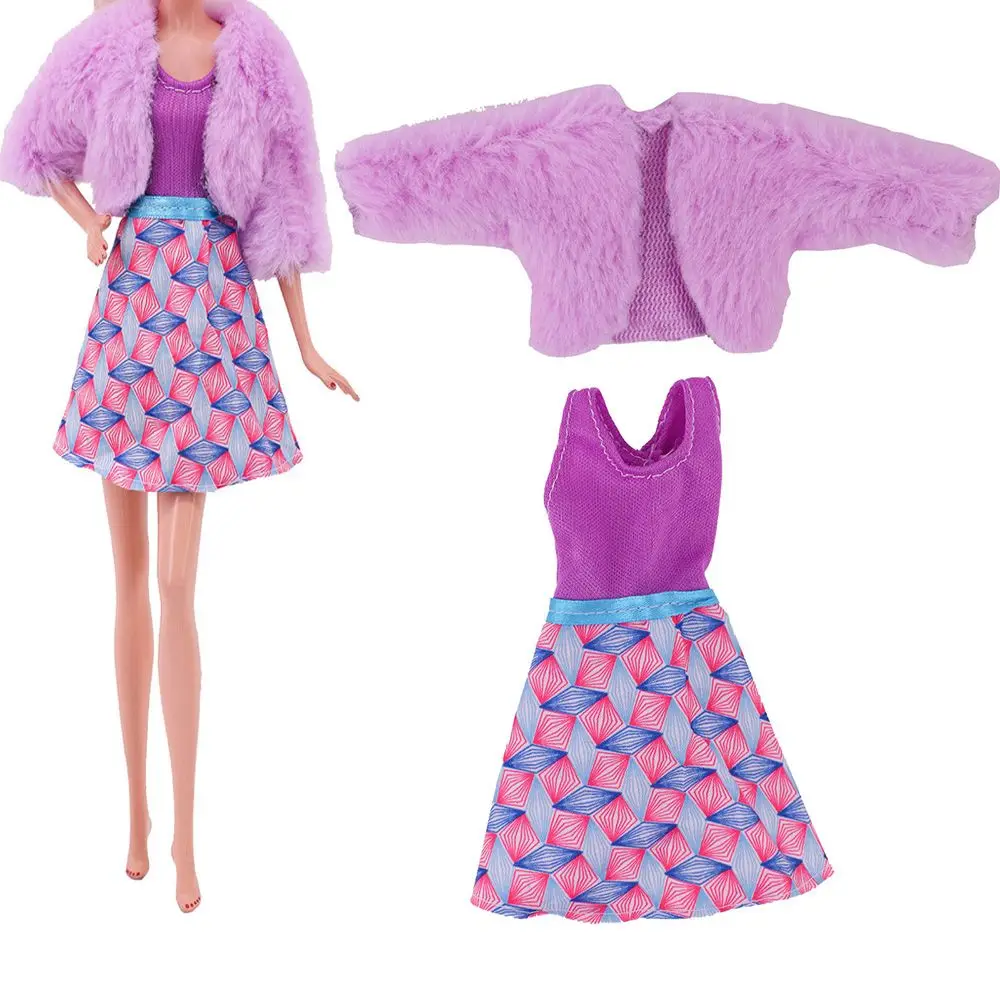 Doll Clothes Accessories Fashion Dress Plush Vest Jacket Mini Skirt 11.8 Inch 30cm bjd Dress For Girl Gift doll accessories doll clothes
