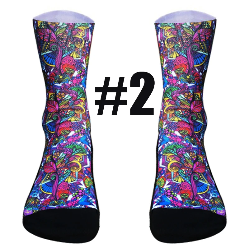 7 colors Unisex Professional Cycling Socks Colored Printing Sport Socks Men Women Summer Anti-slip Cycling Running Football Sock - Цвет: N-WZ-DH-1402