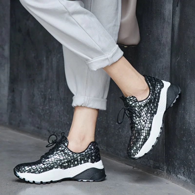 

Genuine Leather Thick Bottomed Light And Comfortable Lace-up WOMEN'S Shoes 2018 Autumn And Winter New Style Europe And America C