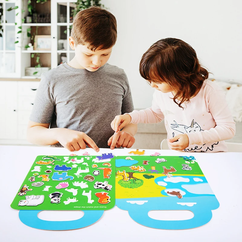 Kids Scene Magnetic Puzzles Montessori Busy Book Open-ended Education Toys Car Animal Shape Matching Game Quiet Book Jigsaw Toys 6