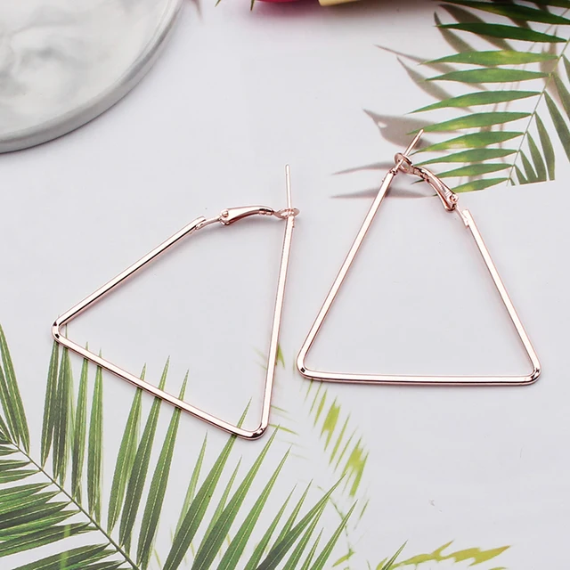 Fashion Korea Geometric Hoops Earring For Women Gold Color Punk Style Rings Women Earring Fashion Jewelry 2021 Trend,1 Pair 6