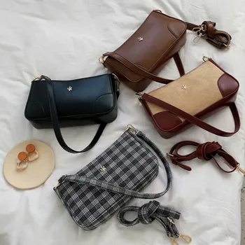 

New 2020 Fashion Pattern Shoulder Women Bag Hand Bag Personality Wild Patent Leather Baguette Shape Handbag PU Shoulder Bags