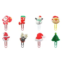 8 шт., классические рождественские закладки, скрепки, снеговик, Санта Клаус, держатель для страниц, школьные канцелярские принадлежности, рождественский подарок для детей