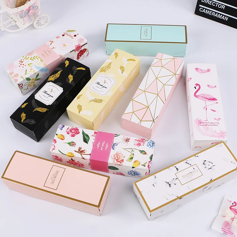 

Cute Feather Gift Box Marble Nougat Cookie Boxes Candy Pineapple Cake Baking Paper Carton Birthday Party Wedding Wrapping Packag