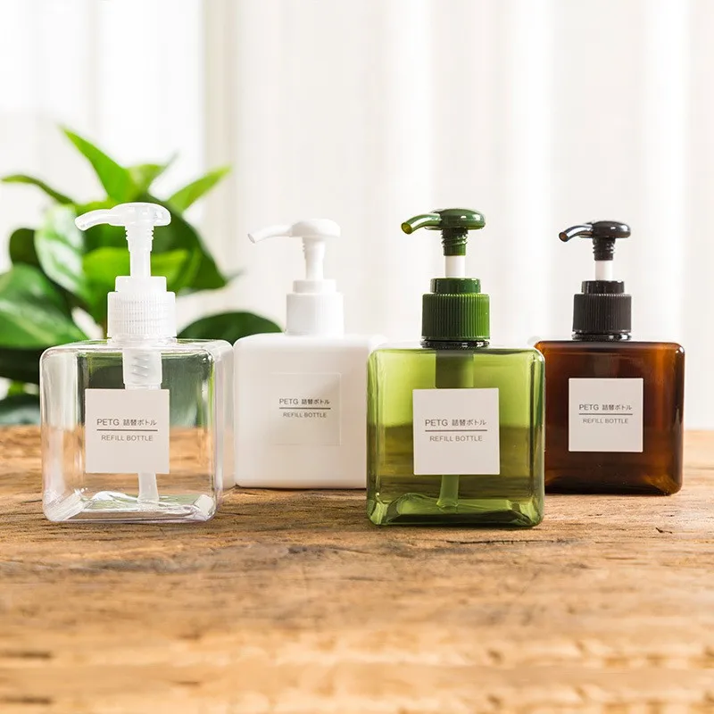 Travel Plastic Square Bottle Dispenser 250/450/650ml empty bathroom liquid soap lotion shower gel dispenser bottle soap dispenser refillable bottle soap dispenser bottle refillable plastic bottles plastic lotion bottle