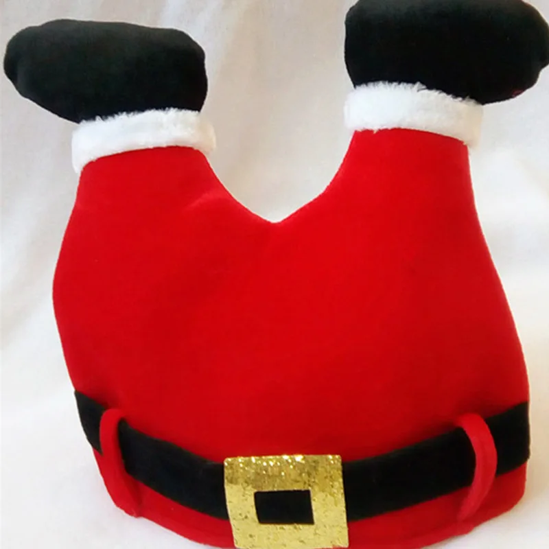 1pc Funny Novelty Red Pants Christmas Hat Santa Claus Legs Cap Christmas Party Decoration Xmas Hat for Adults Children Supplies