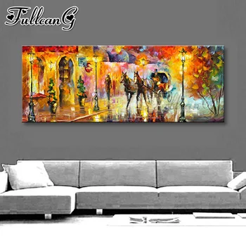 

FULLCANG diy 5d full diamond embroidery abstract carriage landscape large mosaic needlework painting sale wall decoration FC2761
