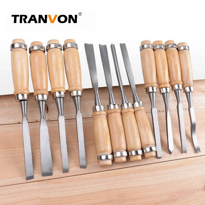 Set 5 Coltelli Per Intaglio Legno - Sgorbie E Machete Per Xilografia, Manico In Legno 13,5 Cm, Lame Per Angoli E Curve - 2