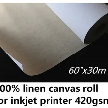 6" x 30 м 420gsm водонепроницаемый матовый растягивающийся чистый льняной рулон холста