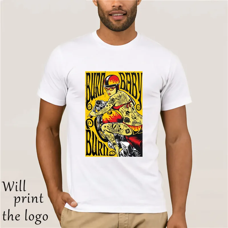 Mens T-Shirt Burn Baby Tattoo Lady Biker Old School Rockabilly Fashion 3D T Shirt Hot 2018 Man Clothes Casual Male Tees | Мужская одежда