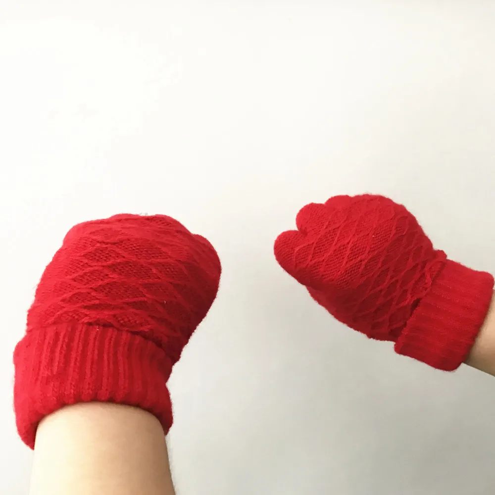 Женские теплые перчатки, повседневные хлопковые одноцветные перчатки для сенсорного экрана, женские вязаные варежки для улицы, зимние перчатки guantes negros, новинка