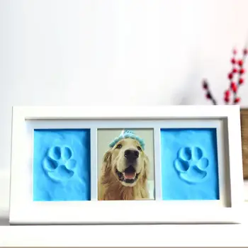 

Pet Paw Print Keepsake Kit With Wooden Photo Frame For Dogs Or Cats Footprint Clay Mold Picture Frame Gift Souvenirs