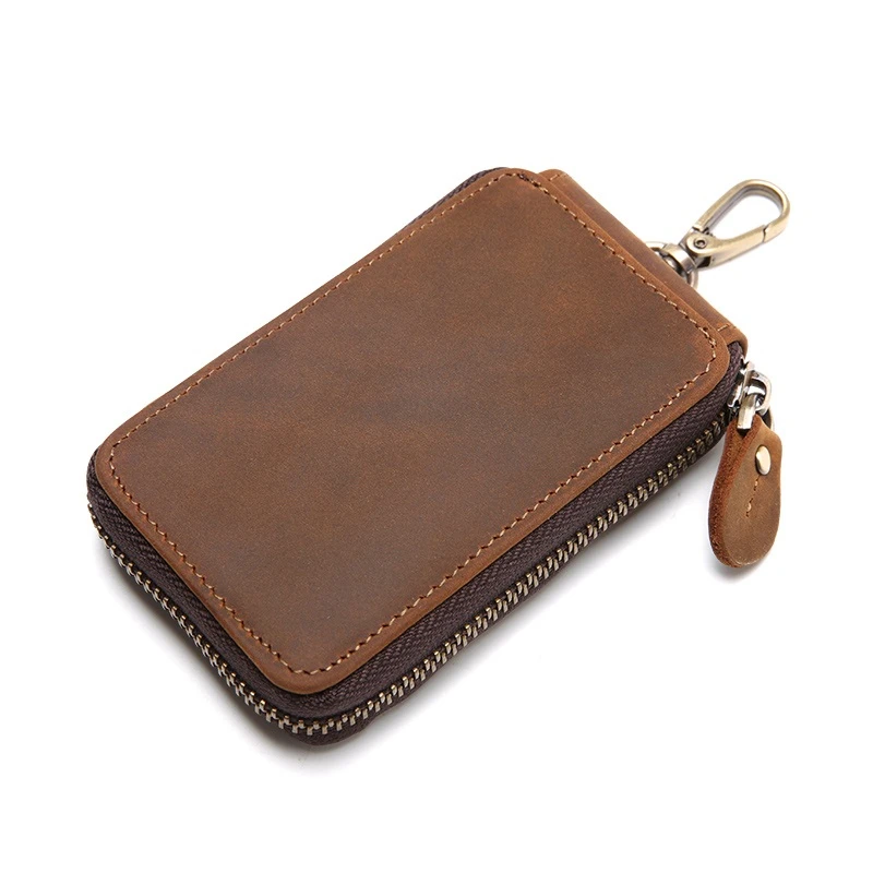 

Vintage Men Wallet Genuine Leather Housekeeper Car Key Key Coin Purse Case Key Holder Wallet Organizer Bag Small Portfolio
