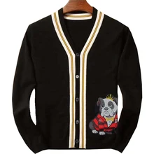 Зимний и осенний кардиган большого размера с вышивкой и длинным рукавом, мужской вязаный хлопковый свитер с v-образным вырезом, 2xl-8xl 9xl