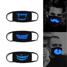 1 шт. светящаяся хлопковая унисекс маска против пыли черная маска для рта с синим принтом зубов вампира для мужчин, женщин, мальчиков и девочек