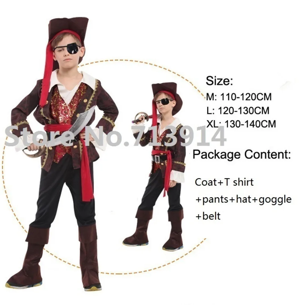 Pirates in the caribbean captain jack sparrow Kids Pirate Clothing Girls Boy Girl Cosplay Halloween Costume kids cosplay costume