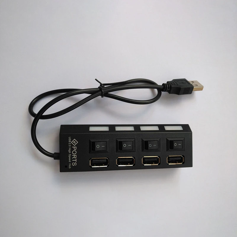 Black LHMZNIY usb-хаб 2,0 Мульти USB разветвитель USB2.0 концентратор светодиодный с переключателем ВКЛ/ВЫКЛ для планшетов, ноутбуков, компьютеров, аксессуаров - Цвет: Black