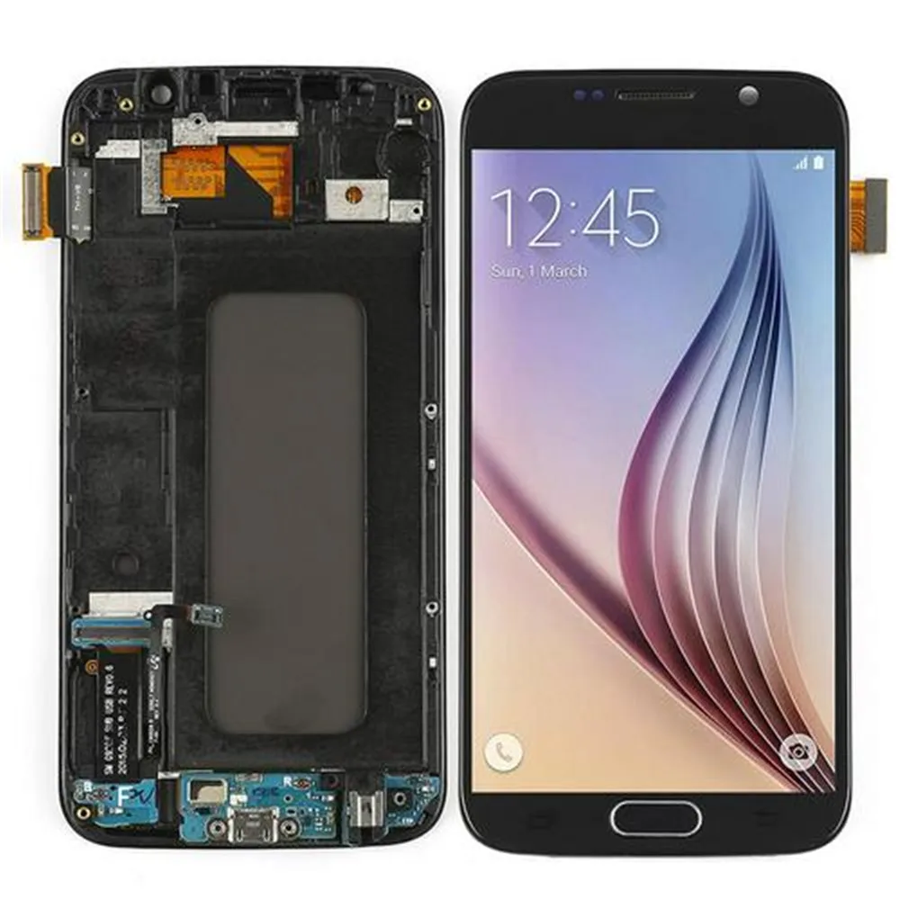 G920f ЖК черный для samsung Galaxy S6 G920 G920F дисплей сенсорный экран дигитайзер Замена Рамки для samsung S6 дисплей