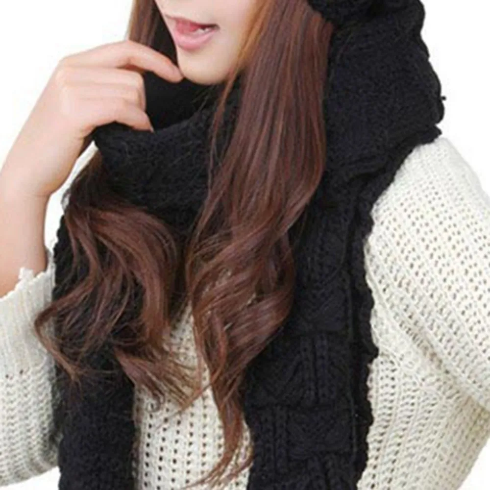 Модный теплый осенне-зимний шерстяной шарф, женское утепленное плотное вязаная шерстяная шапочка, шарф+ теплая шапка, комплект года, Лидер продаж